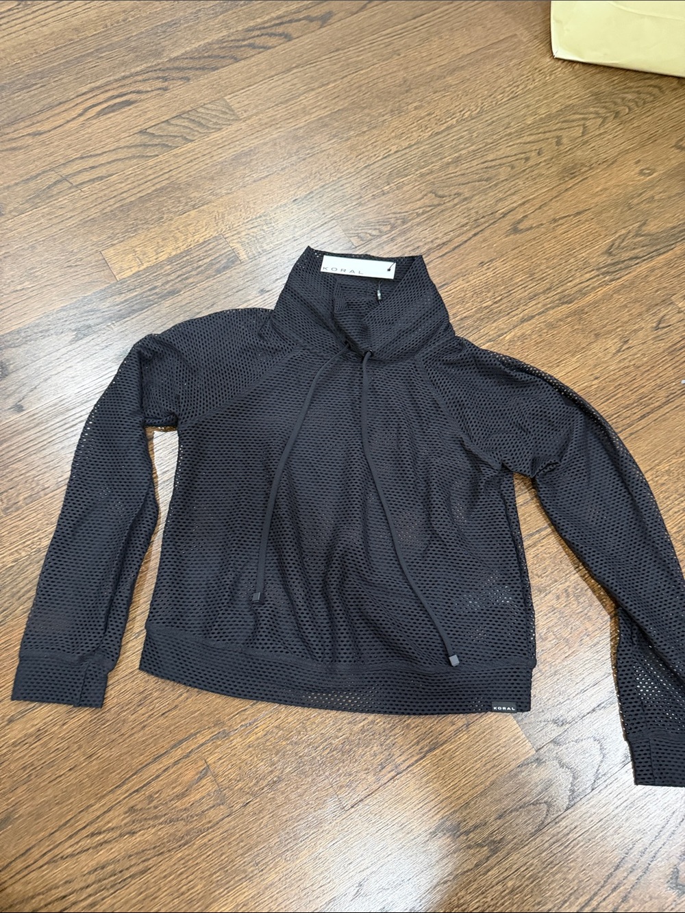 Koral Black Mesh Funnel-Neck Pullover